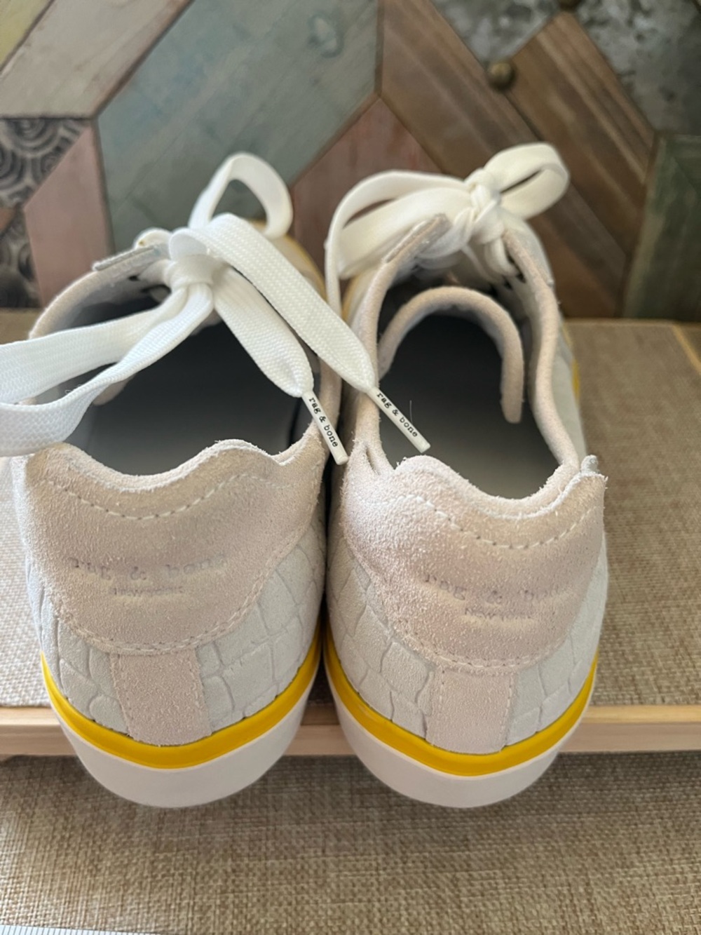 rag & bone Cream White Sneakers with Yellow Accent - Picture 9 of 9